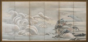 Paysage : deux des quatre saisons, automne et hiver, période Edo