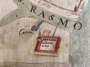 Lazzaretto Nuovo sur une carte du 17ème siècle - Historical Document.