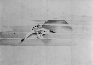 Grue et soleil - Hokusai School.