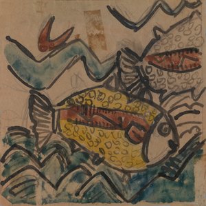 Design de poisson pour une assiette en céramique, vers 1930-1939 - Holcha Krake