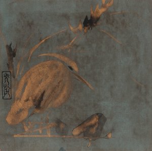 Héron et roseaux, période Edo, début du 17ème siècle