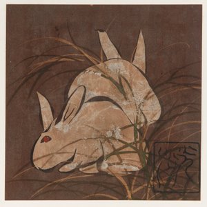 Lapins et herbes, période Edo