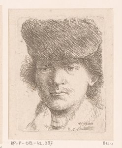Portrait de Rembrandt avec un grand bonnet - Honoré Coussin