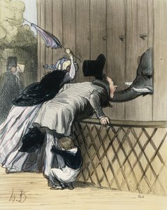 Une frayeur au Jardin des Plantes, de "Les Étrangers à Paris" par Honoré Daumier, Aubert et Compagnie, 1844 - Honoré Daumier