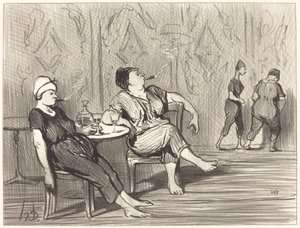 À la buvette - Honoré Daumier