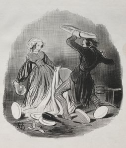 Ah ! Vous pensez que votre femme ne vous fournit pas assez, scélérat... - Honoré Daumier