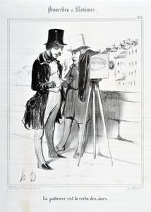Œuvre de Honoré Daumier (1808-1879). Charivari date de 1840 : Série PROVERBES ET MAXIMES - La patience est la vertu des ânes. MUSEE DES BEAUX ARTS - PALAIS LONGCHAMP, MARSEILLE