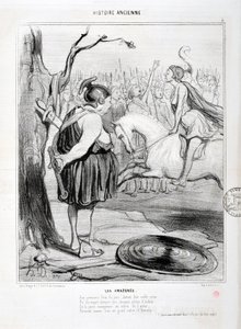 Œuvre de Honoré Daumier (1808-1879) Charivari date de 1842 : Série HISTORIE ANCIE Les Amazones. « Au premier feu du jour, devant leur noble reine, on les voyait dompter des chevaux pleins d
