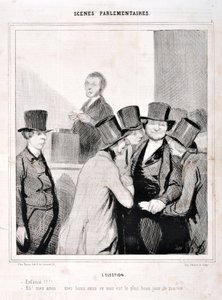 Œuvre de Honoré Daumier (1808-1879). Charivari date de 1843 : Série SCÈNES PARLEMENTAIRES. L