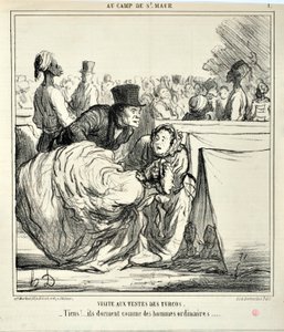 Œuvre de Honoré Daumier (1808-1879) Charivari date de 1859 : Série AU CAMP DE SAINT MAUR Visite aux tentes des turcos. « -Ici !... ils dorment comme des hommes ordinaires... » MUSÉE DES BEAUX-ARTS - PALAIS LONGCHAMP, MARSEILLE - Honoré Daumier