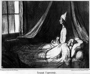 Croyant le voir, caricature par Honoré Daumier (1808-1879). « Charivari » - Honoré Daumier