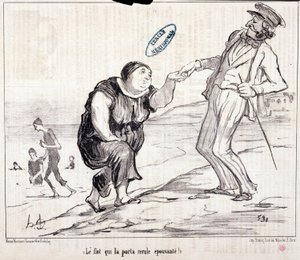 Caricature sur les touristes en vacances. Série Aux Bains de Mer : L