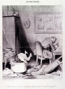 Caricature sur les femmes écrivains. Série 