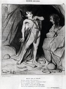 Caricature par Honoré Daumier sur Œdipe et le Sphinx, dans « Charivari », 12 décembre