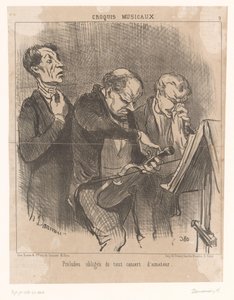 Trois musiciens amateurs avant un concert - Honoré Daumier