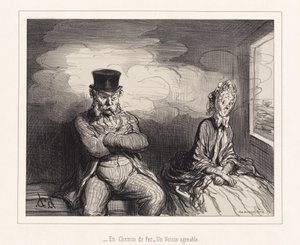 En chemin de fer... un voisin agréable - Honoré Daumier