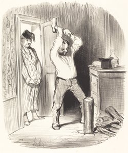 Est-il dieu permis... fendre du bois... - Honoré Daumier