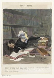 Personnages derrière une table de lecture dans une bibliothèque publique - Honoré Daumier