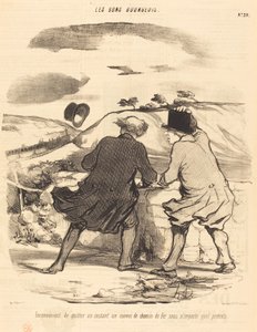 Inconvénient de quitter...un convoi de chemin de fer... - Honoré Daumier