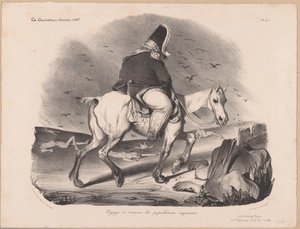 Caricature de Louis-Philippe Ier, roi de France, à cheval parmi les cadavres (Voyage à travers les populations empressées) - Honoré Daumier