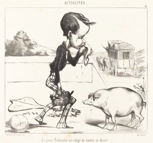 Le jeune Estancelin est obligé de rentrer en classe! - Honoré Daumier