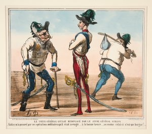 Le Vieux Général Giulay remplacé par le Jeune Général Schlick - Honoré Daumier