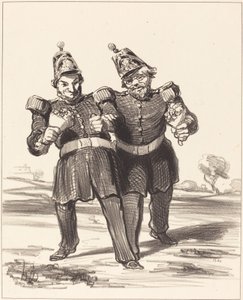 Les Deux Banqueteurs en Joie - Honoré Daumier