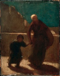 Sur un pont la nuit - Honoré Daumier