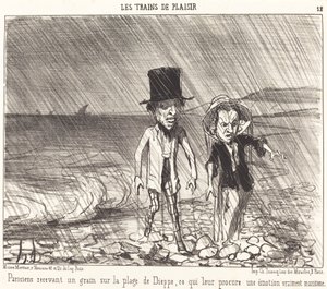 Parisiens recevant un grain... - Honoré Daumier