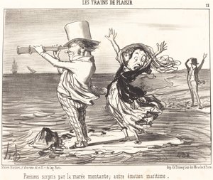 Parisiens surpris par la marée... - Honoré Daumier