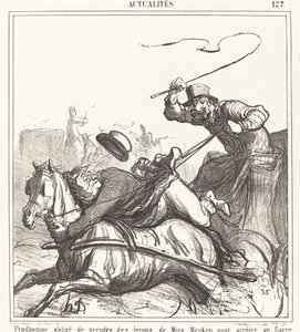 Prudhomme obligé de prendre des leçons - Honoré Daumier