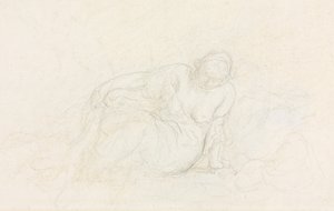 Femme allongée appuyée sur son bras, verso, 1855-1860 - Honoré Daumier