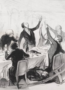 Les philanthropes du jour, planche 8 : Un 43e toast... à la Société de Tempérance - Honoré Daumier