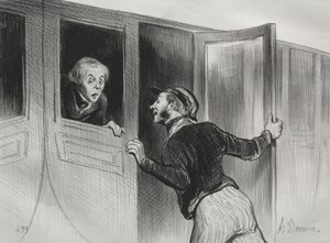 Les chemins de fer, planche 11 : Le danger de dormir en voyage - Honoré Daumier