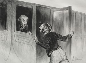 Les Chemins de fer, planche 11 : Le danger de dormir en voyage, 1843 - Honoré Daumier