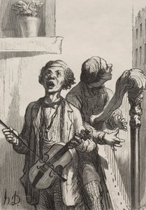 Les chanteurs : chanteurs de rue - Honoré Daumier