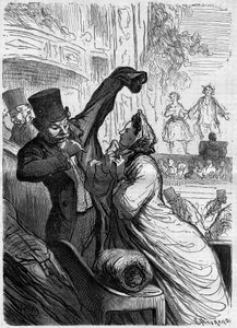Le dernier vers. Dessin humoristique par Honoré Daumier (1808-1879). Gravure dans « Le Monde Illustré » n°255 du 1er mars 1862. - Honoré Daumier