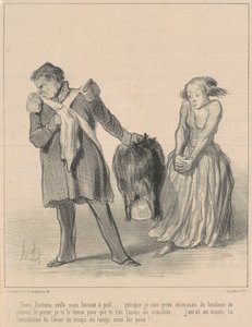 Tiens, Eudoxie, voilà mon bonnet à poil... - Honoré Daumier