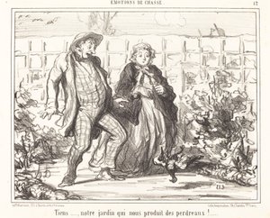 Tiens... notre jardin... produit des perdreaux!... - Honoré Daumier