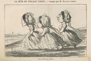 Trois demoiselles à marier; Famille bourgeoise convaincue... - Honoré Daumier