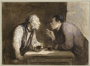 Deux buveurs, vers 1857-69 - Honoré Daumier