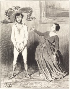Une femme comme moi... remettre un bouton?... - Honoré Daumier