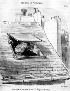 De ce côté, vous voyez la Tour Saint-Jacques la Boucherie!... , tiré de Tenants et Propriétaires, série de caricatures par Honoré Daumier. Charivari - Honoré Daumier