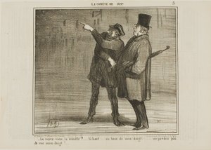 "- Voyez-vous la comète ... juste là, au bout de mon doigt... ne perdez pas de vue le bout de mon doigt !", planche 5 de La Comète De 1857