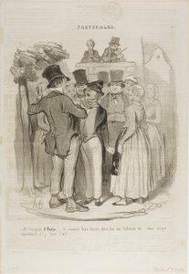 "- Alors, Gringalet de Paris !.... tu danseras deux fois avec ma Catherine ...... essaie encore maintenant de lui faire des yeux de mouton", planche 27 des Pastorales - Honoré Victorin Daumier