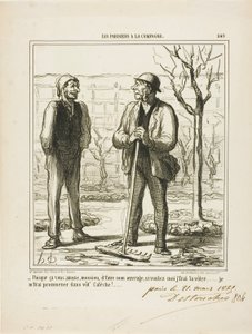 "Vous semblez aimer faire mon travail. En échange, je pourrais vous proposer de faire votre travail : Je ferai un tour dans votre carrosse", planche 249 de Les Parisiens A La Campagne. - Honoré Victorin Daumier