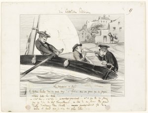 Une manœuvre de bateau, planche neuf des Canotiers Parisiens