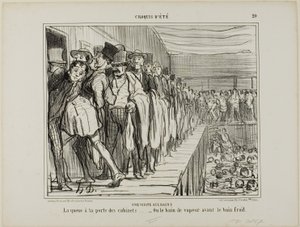 Une visite aux bains. File d