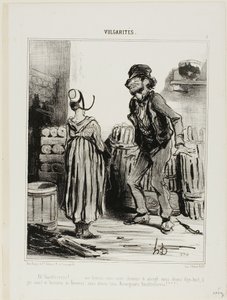 "Ha ! Dammmmmnit wife... how much funnn we have had when we were eighteen.... no men no women..... just us people from Auvergne," plate 5 from Vulgarités