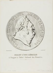 Louis-Philippe, dernier roi des Français 1848. Modèle de médaille à fabriquer par la Monnaie nationale - Honoré Victorin Daumier